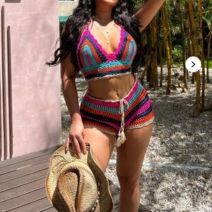 Fashion Nova Multicolor Crochet Shorts